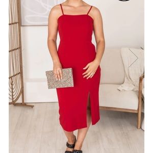 Pink lily red midi dress